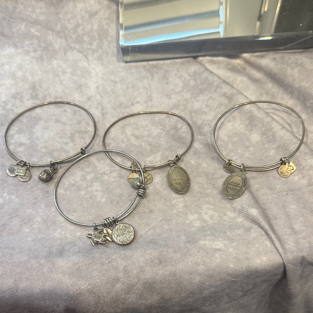 Alex and Ani Silver Tone Charm Bracelets‎ Lot Set
